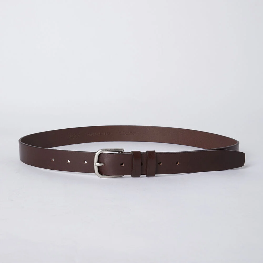 UNLINED LEATHER BELT DARK BROWN (VERA PELLE)
