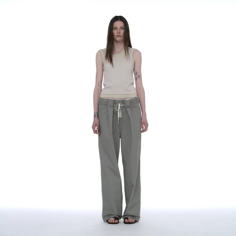 WASHED DRAWSTRING CHINO PANTS_GREY