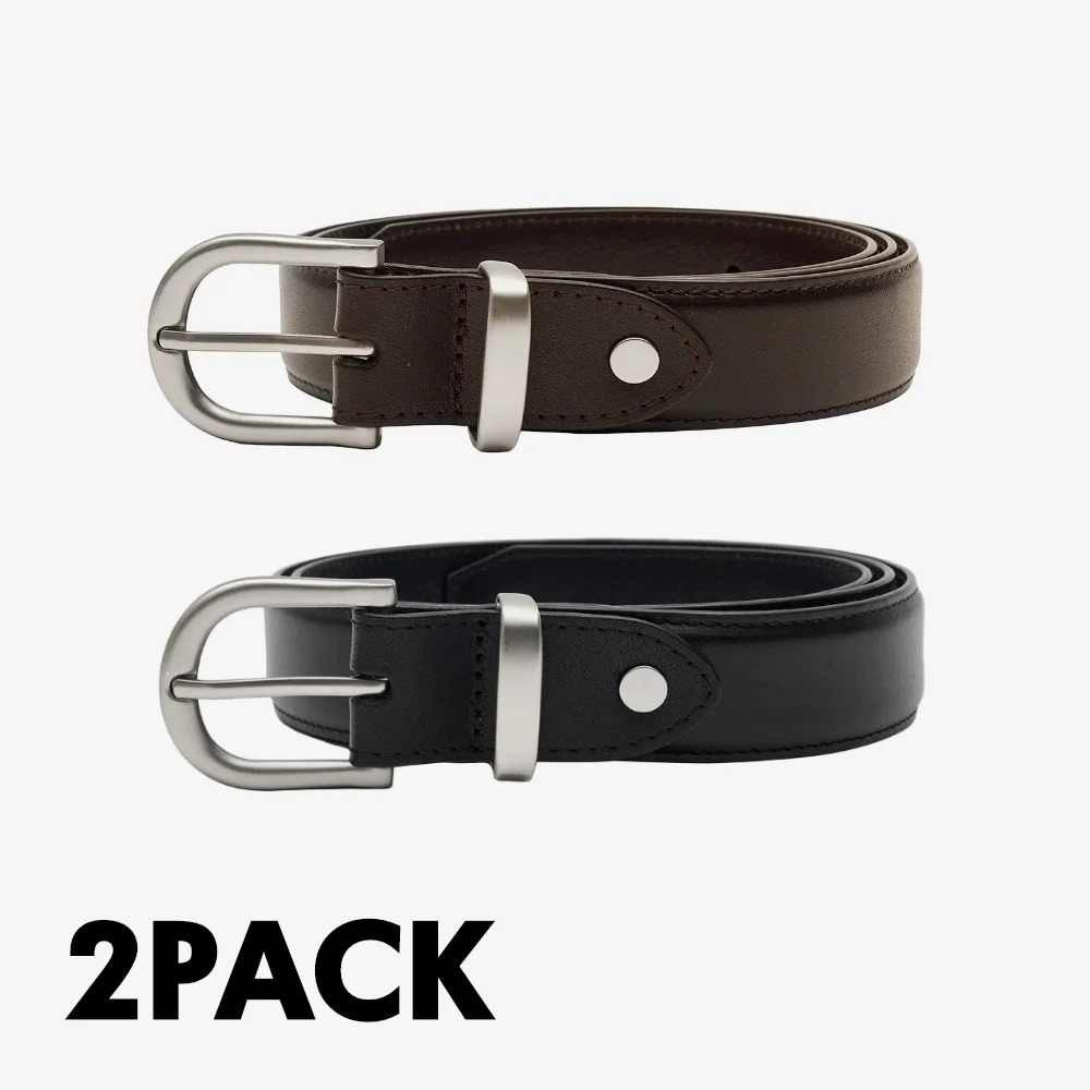 2PACK 簡約 真實 皮革 腰帶