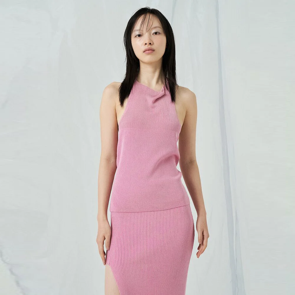 Rayon Halterneck Knit Top Pink (AG475UA02X)