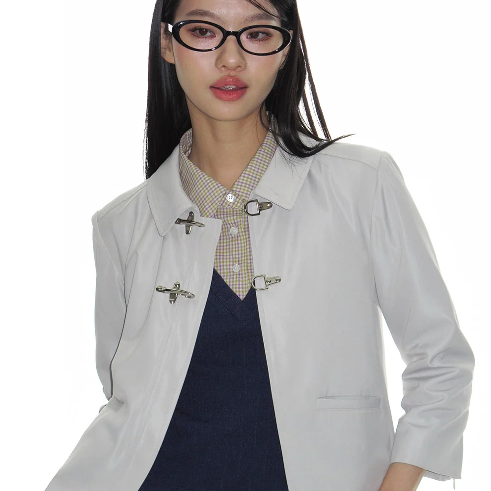 BUCKLE CLOSURE JACKET_BEIGE GREY