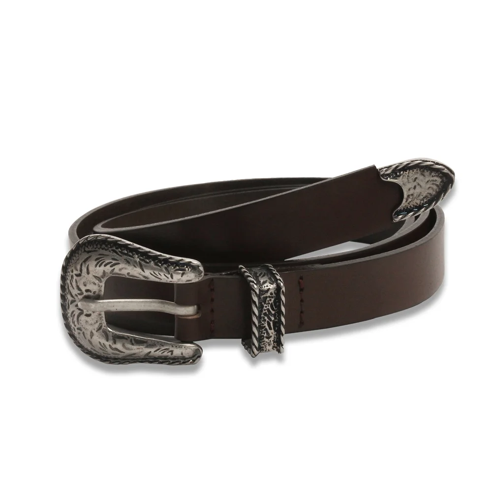 Western Cowhide Belt in Brown