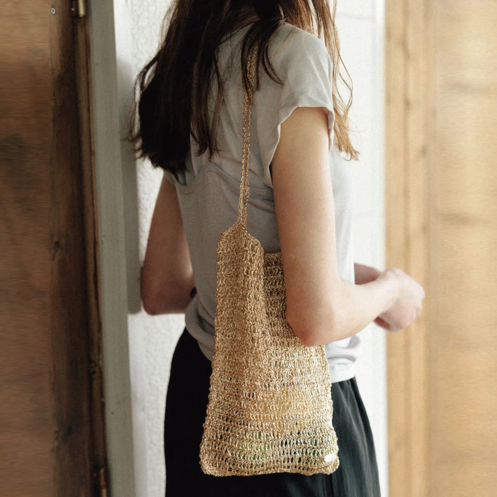 Hand knitted bag(Gold)