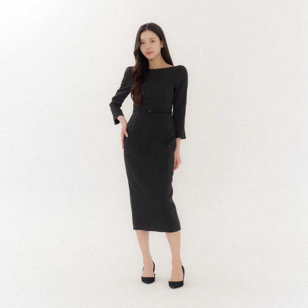 Raglan-sleeve Slim Dress / Black(2color)