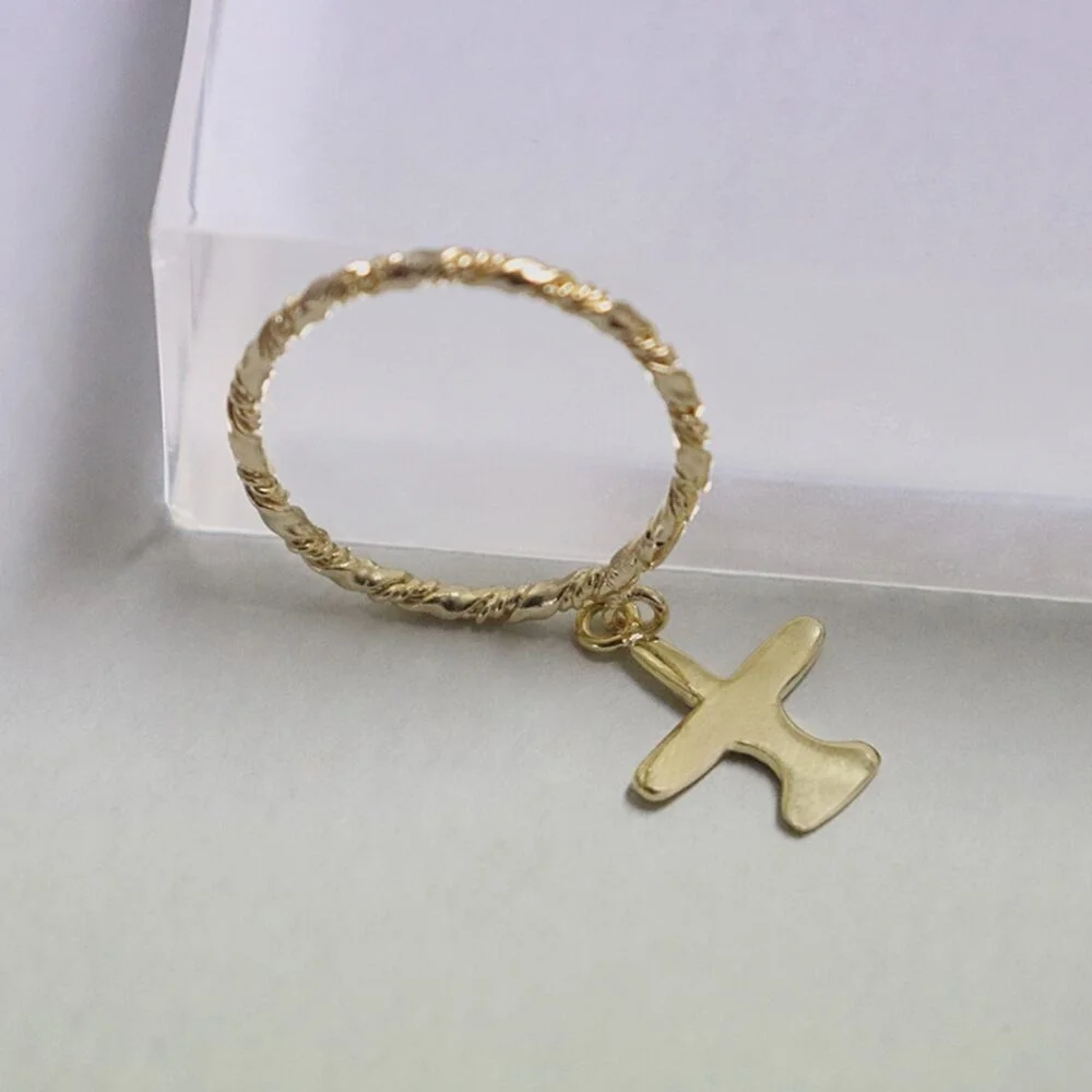 Double twist airplane drop Ring 雙 扭結 環 飛機 搖擺墜飾 戒指