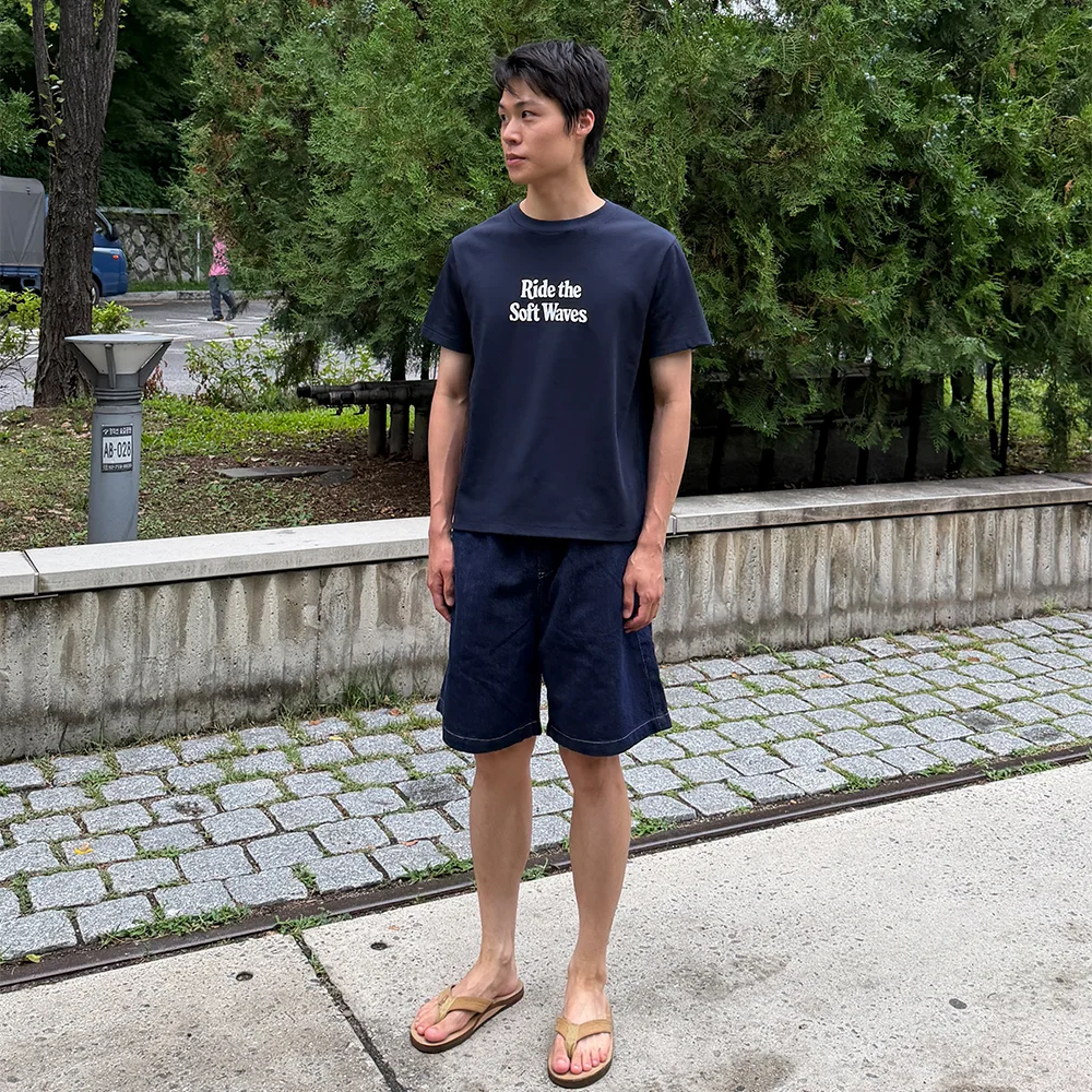 Non-fade 鬆緊帶 牛仔 短褲 L03 深 靛藍