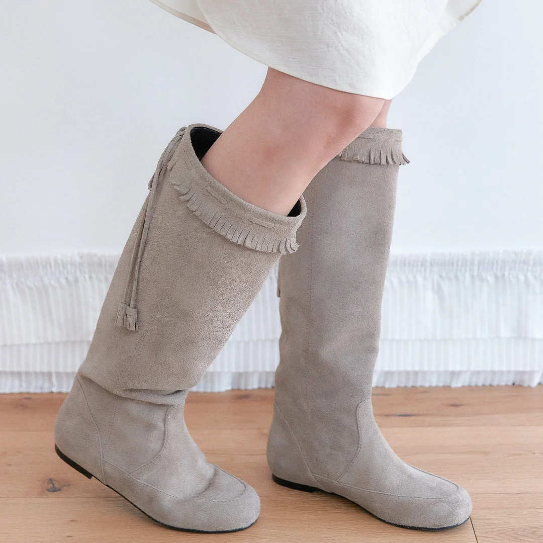 SUEDE TESSLE LONG BOOTS