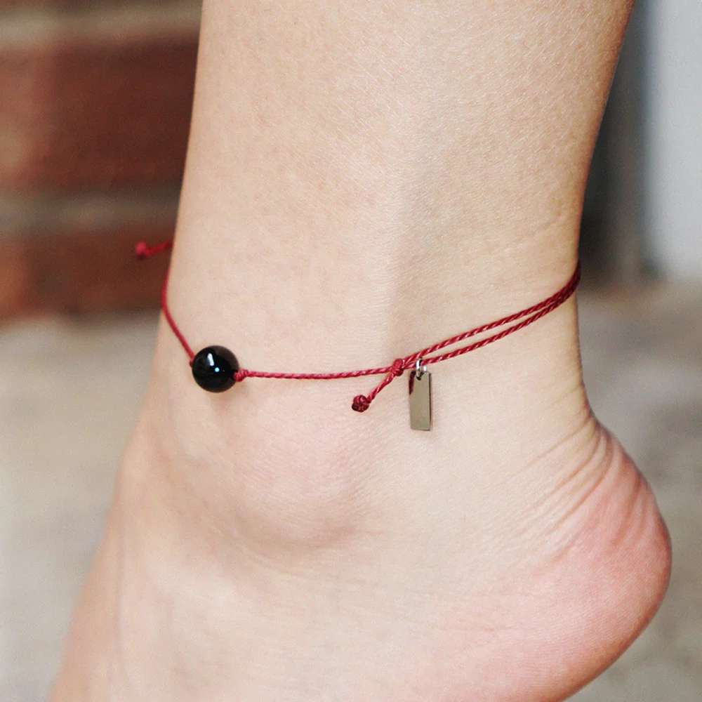BLACK BALL ROPE ANKLET