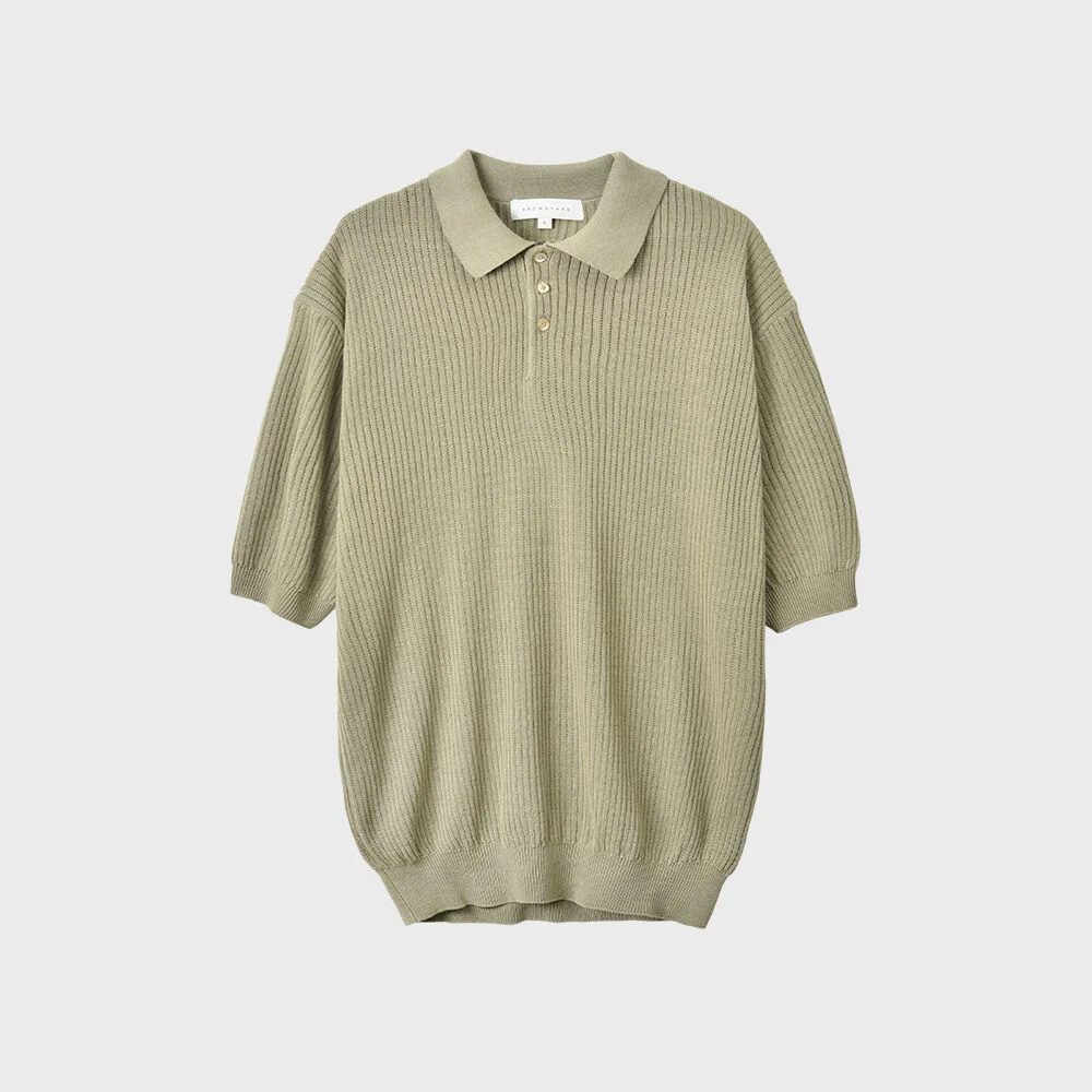 22SS Knit Polo Shirt, Vintage khaki