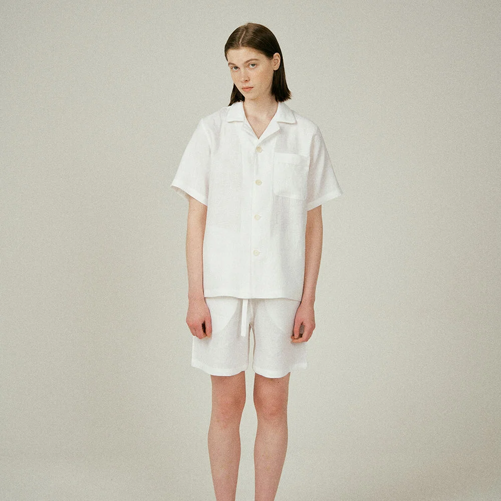 (w) Readymade Pajama Set Linen White