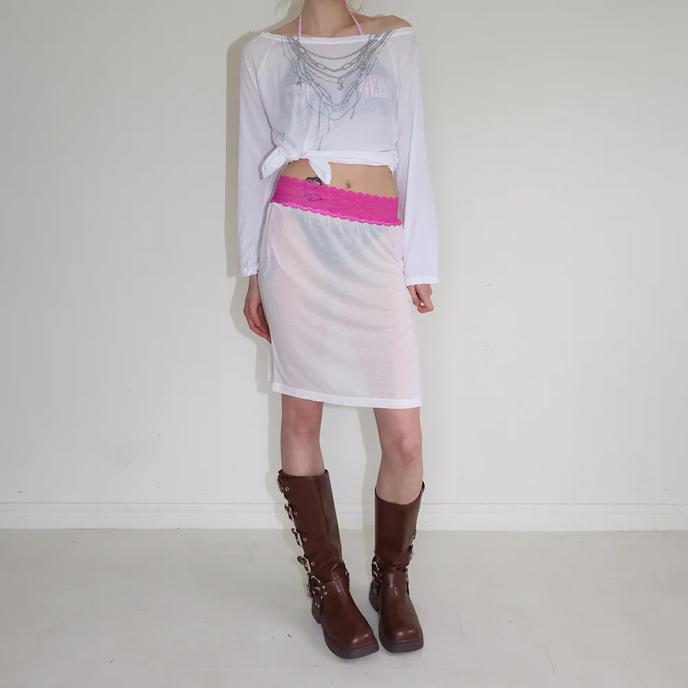 UNDERLACE JERSEY SKIRT_WHITE