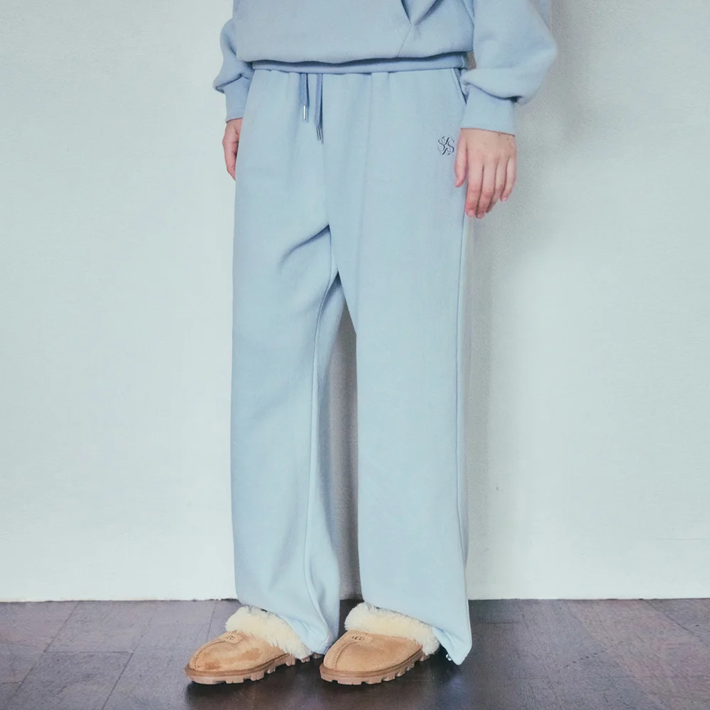 W/Soft Pastel Brushed Wide String Sweat Pants_ASH BLUE(W25-PT31)