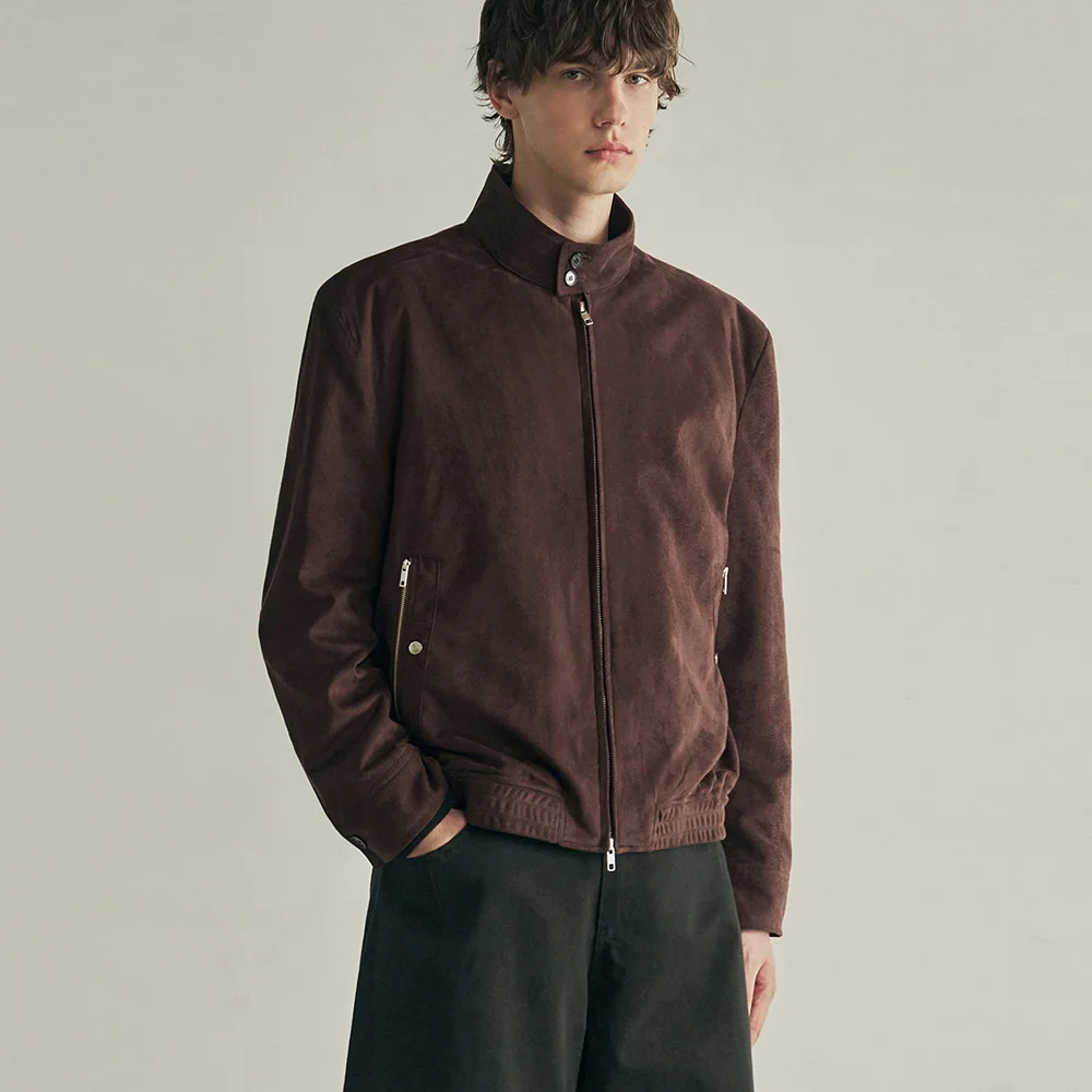 俐落 麂皮 Harrington 外套