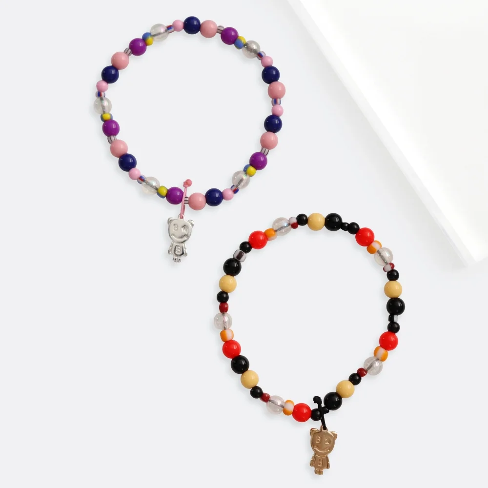 Jelly pop teddy charm Bracelet Kitsch 色 亞克力 BOL 串珠 混搭 小熊 吊飾 手鏈