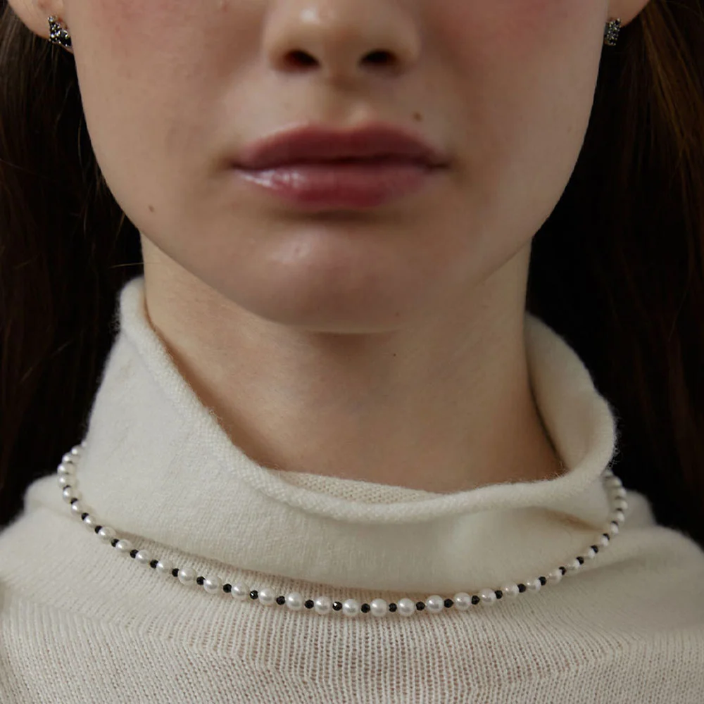 Pearl & Onyx Mix Necklace (L244MNK010)