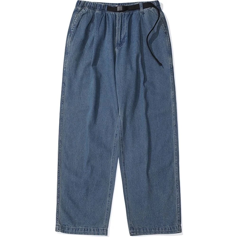 M-LABEL LOOSE-FIT DENIM BELTED PANTS 午夜牛仔