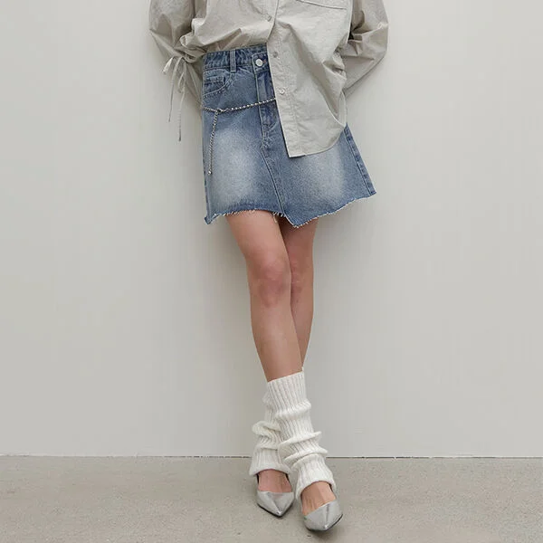 UNBALANCED CUT MINI DENIM SKIRT(SK-4908)