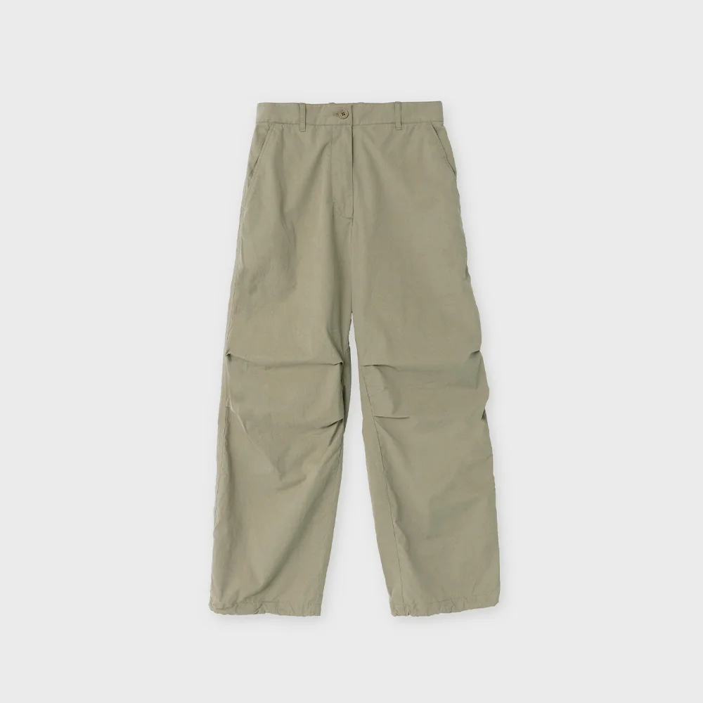 W Washed Parachute Pants, Dark Beige