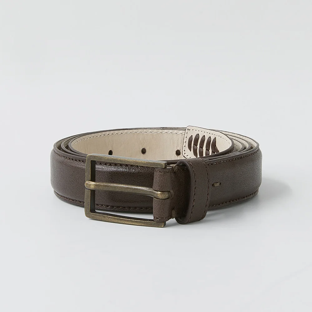 Leaf Leather Belt Dark Brown