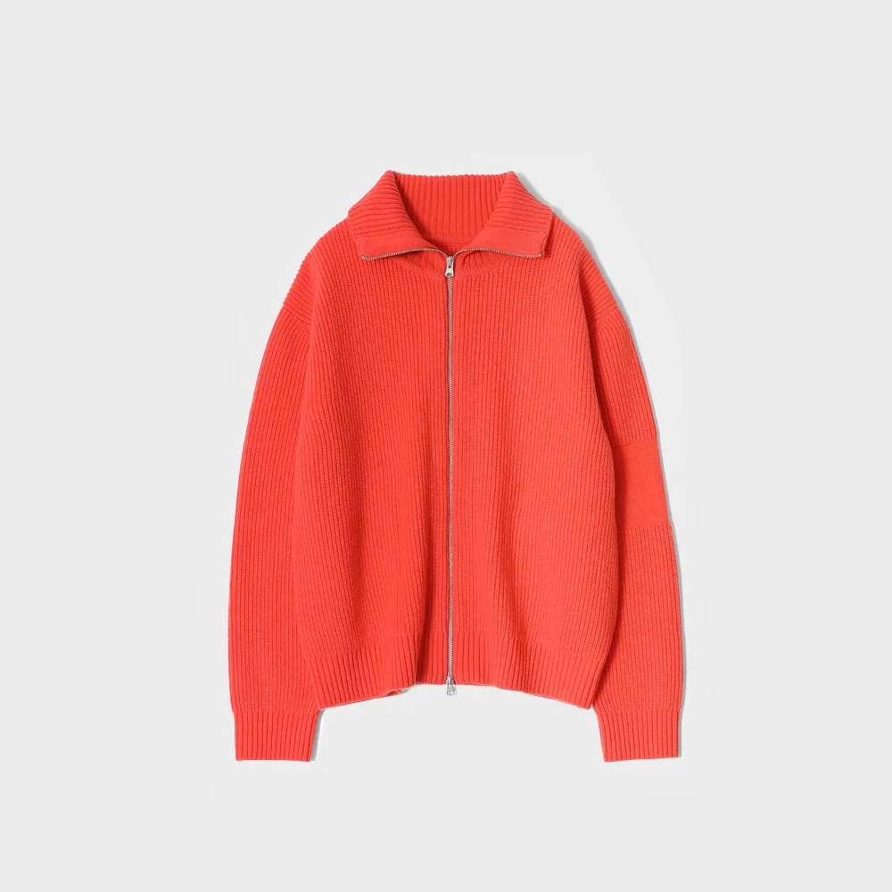 Marshall Full Zip Up Rib Knit Orange