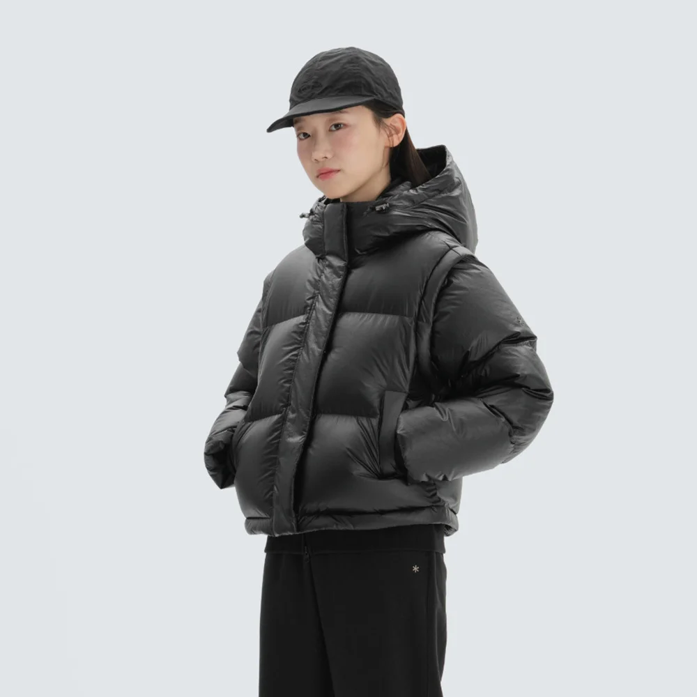光澤 女裝 連帽衫 可拆卸 Puffer Down 外套 Black (S24WWTDJ23)