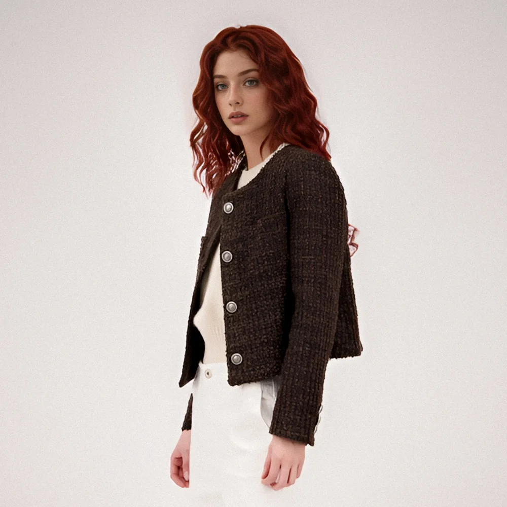Texture Tweed Jacket _Brown