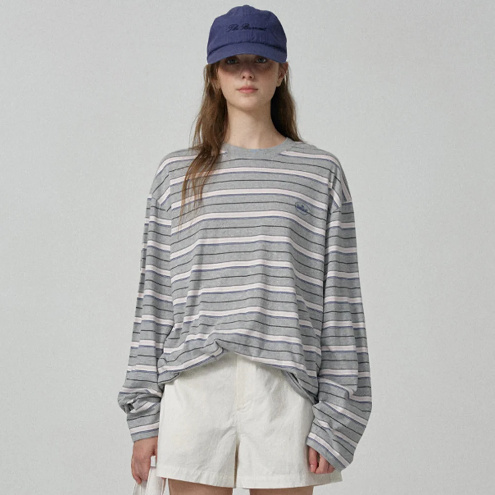 Lang Stripe Overfit T-shirt_Light Grey