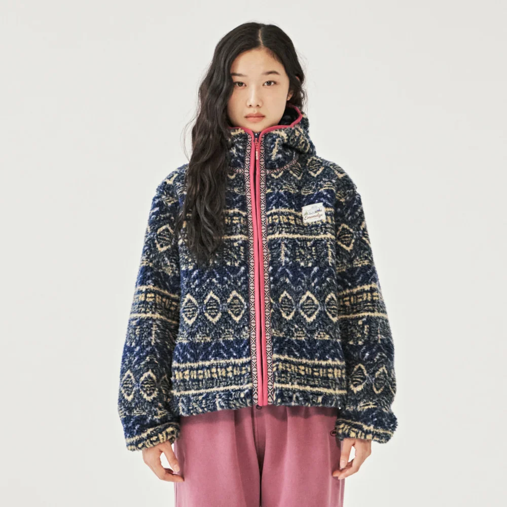 MAKALU SHERPA HOODIE JACKET (NAVY)