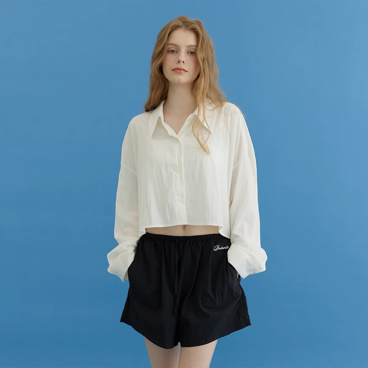 Unbalance Crop Shirts (white)