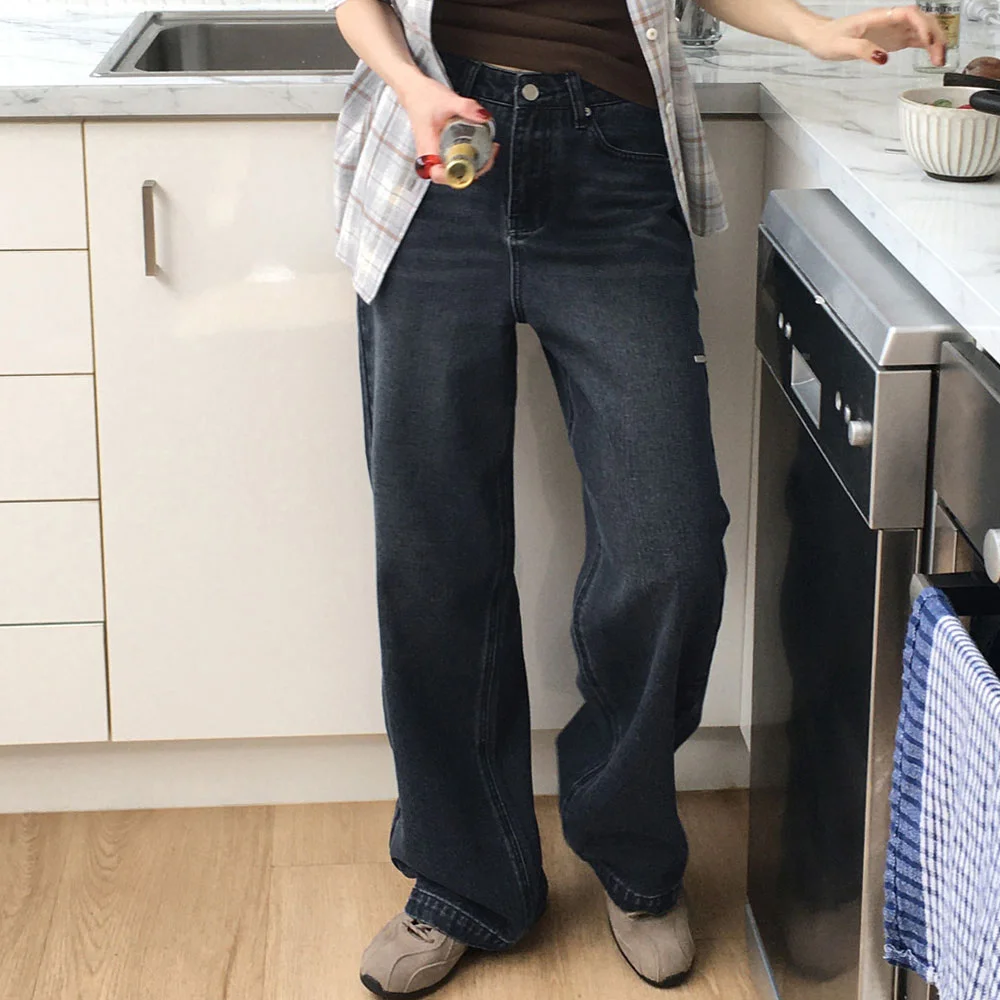 Pendant Wide Denim Pants (Dark Blue)