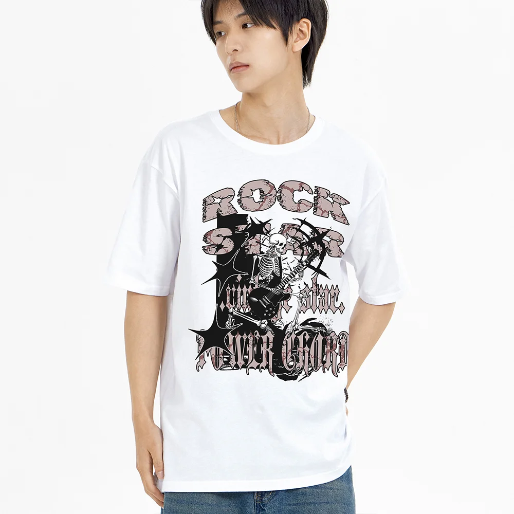 骷髏 Rockstar 短袖T恤 白色