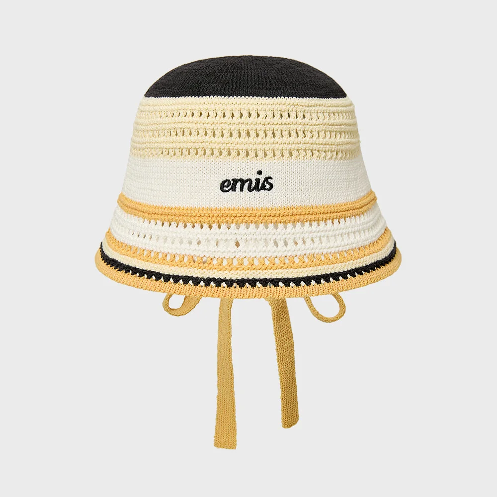 STRIPE KNIT BONNET HAT-IVORY