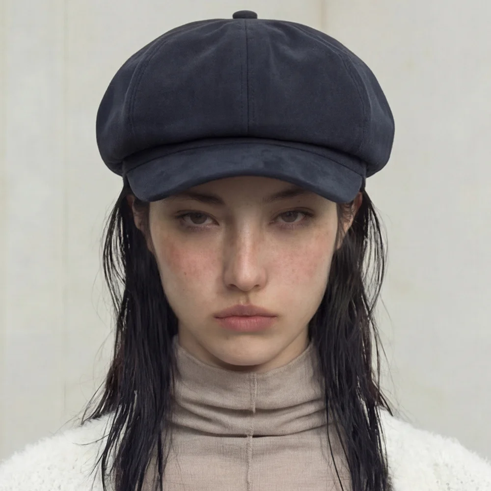 麂皮 秋季 冬季 經典 復古 女裝 報童帽 獵人帽 CASTRO BERET / T SUEDE / H NAVY