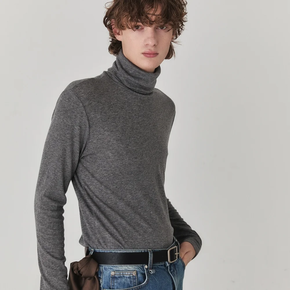 Sleek Wool Blend Turtle Neck_Grey