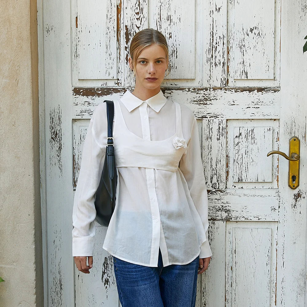 BUSTIER LAYERED BLOUSE (IVORY)
