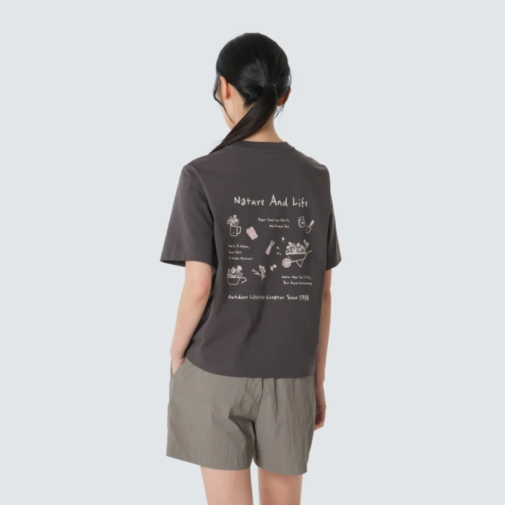 Aerocool 女裝 園藝 圖案 短袖 T恤 Charcoal (S26MWFTS23)