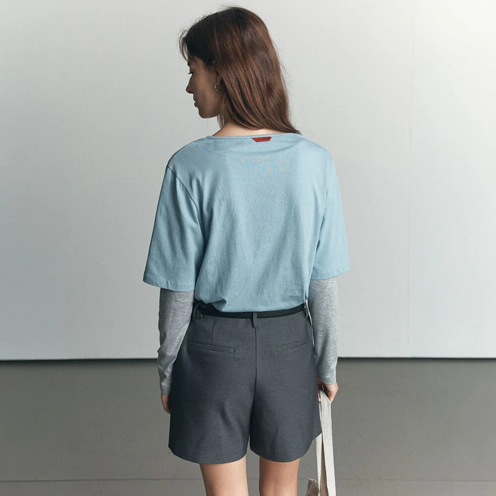 Soft basic half sleeve T-shirt _Blue