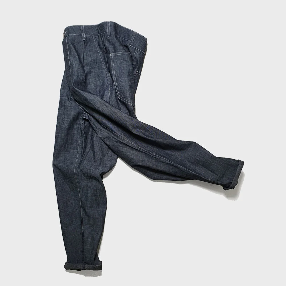 20s Chambray baggy pants 20ver-Indigo blue