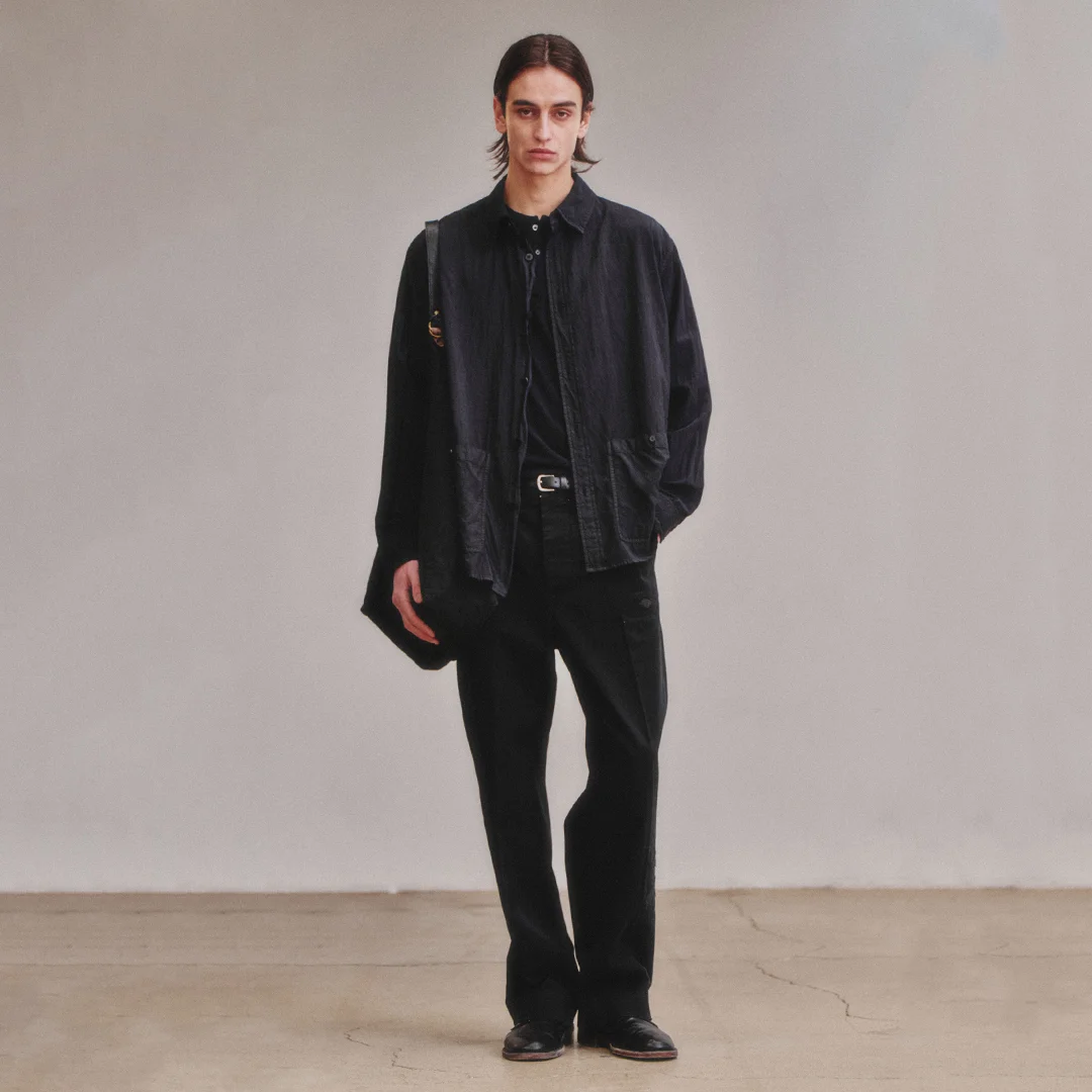 French Two Pocket Rayon Shirt_Faded Black