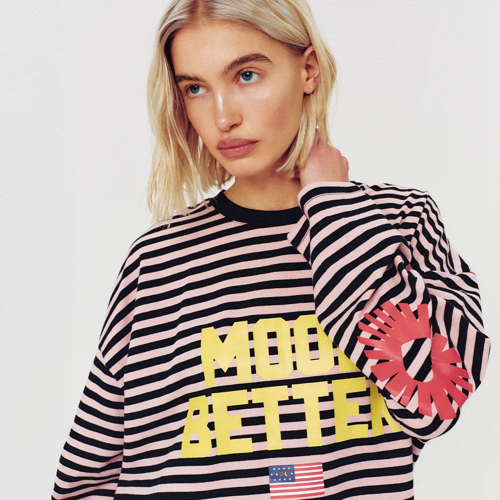 SUNRISE ELBOW STRIPE LONG SLEEVE PINK