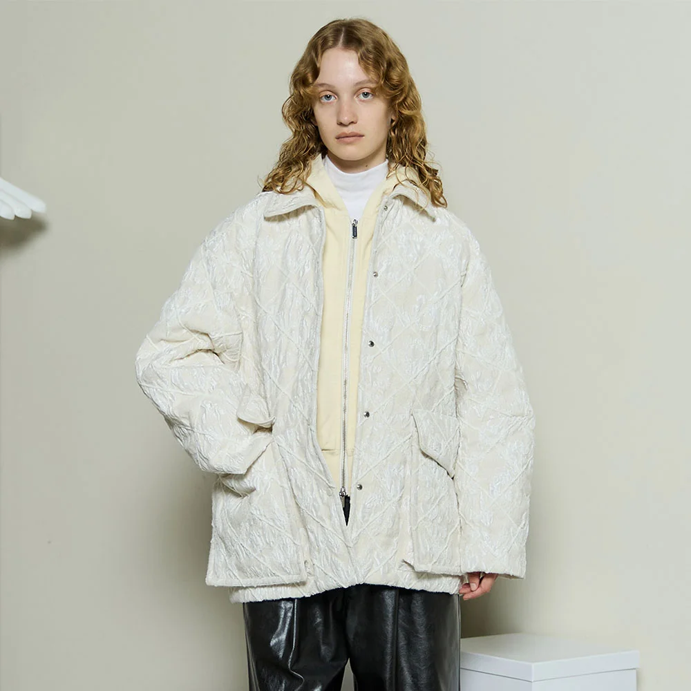 (W) MULTI FABRIC MALL QUILTING BLOUSON (WHT)