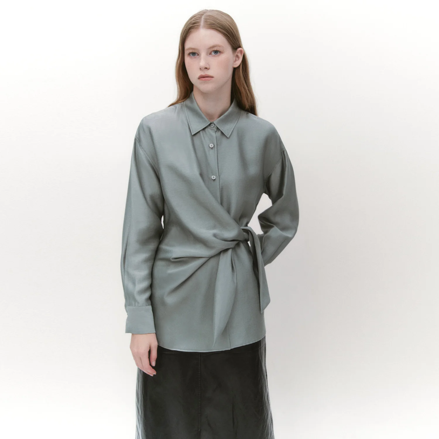Waist Lace-Up Wrap Shirts MINT