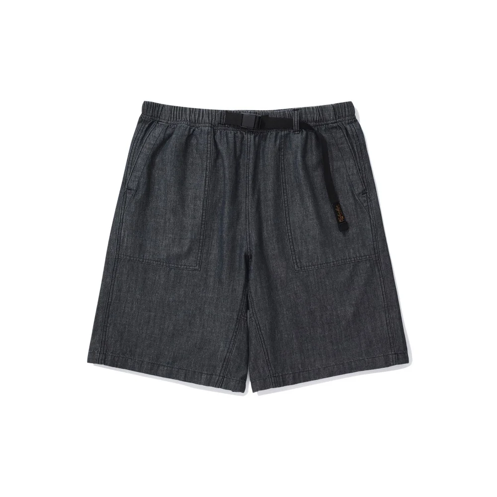 SL-LABEL BELTED DENIM SHORTS PANTS 黑色牛仔