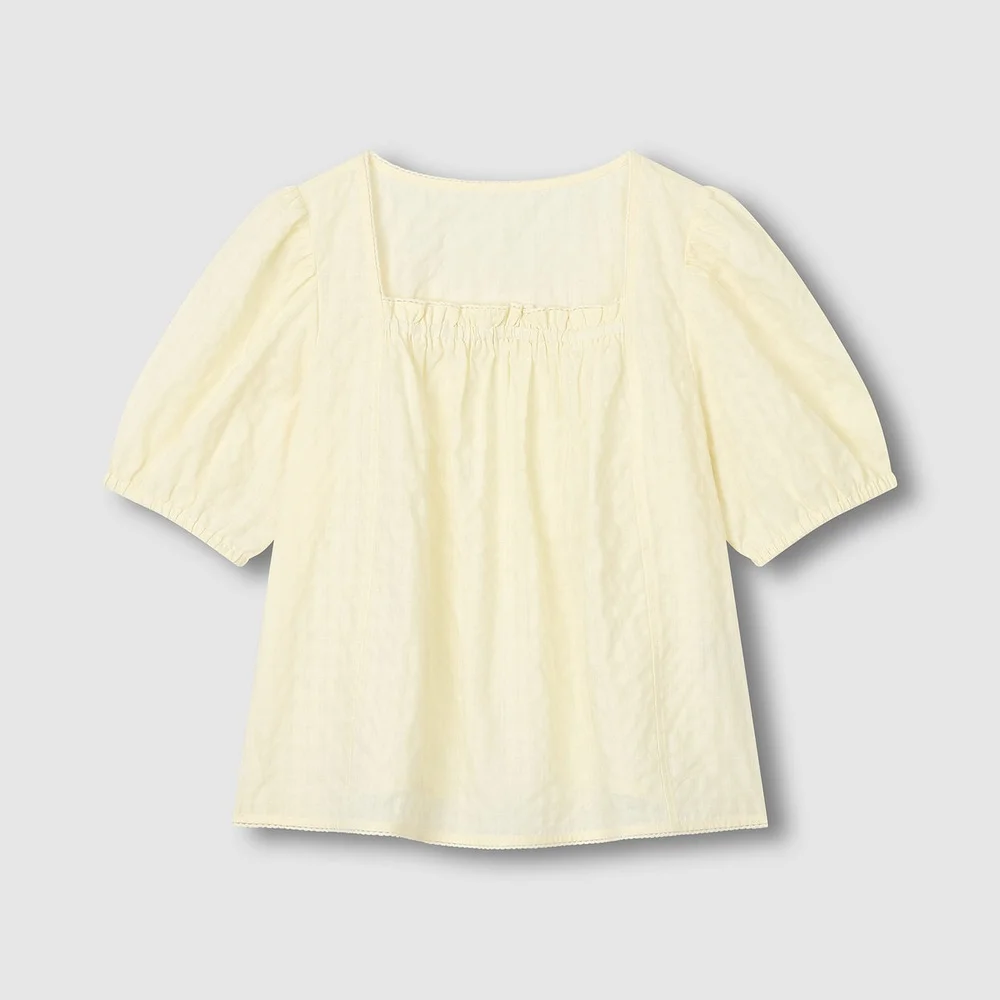 女裝 孔眼 透視 短袖 睡衣 襯衫_Lemon