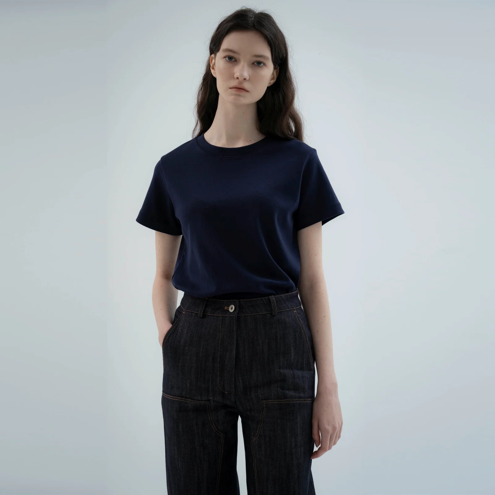 Cotton Slim Tee(Midnight Blue)