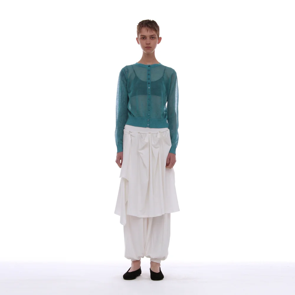 PWC CURTAIN SKIRT LAYERED HAREM PANTS_WHITE
