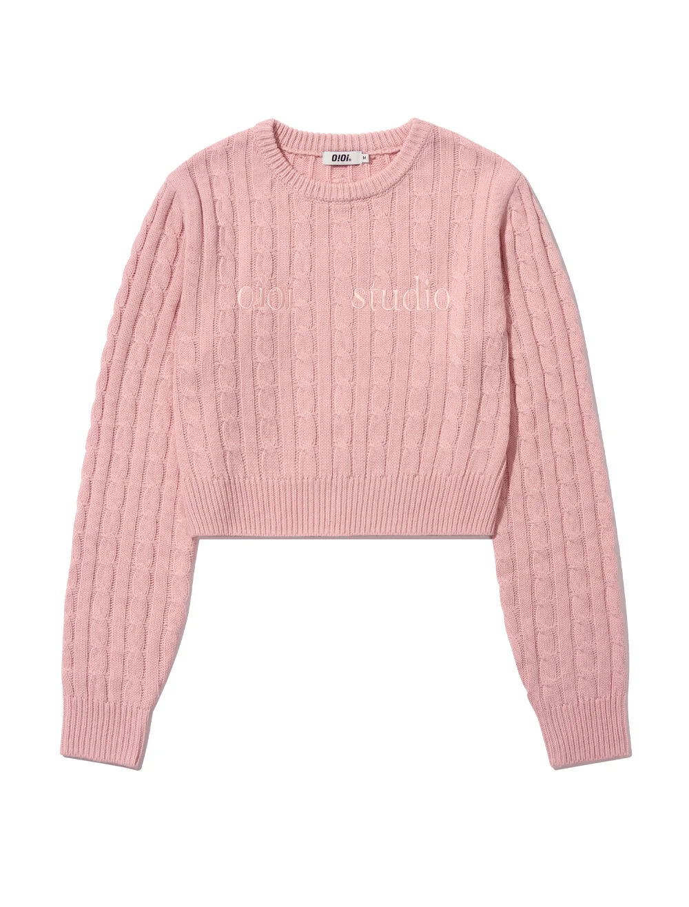 LAYERED LOGO CROP CABLE KNIT