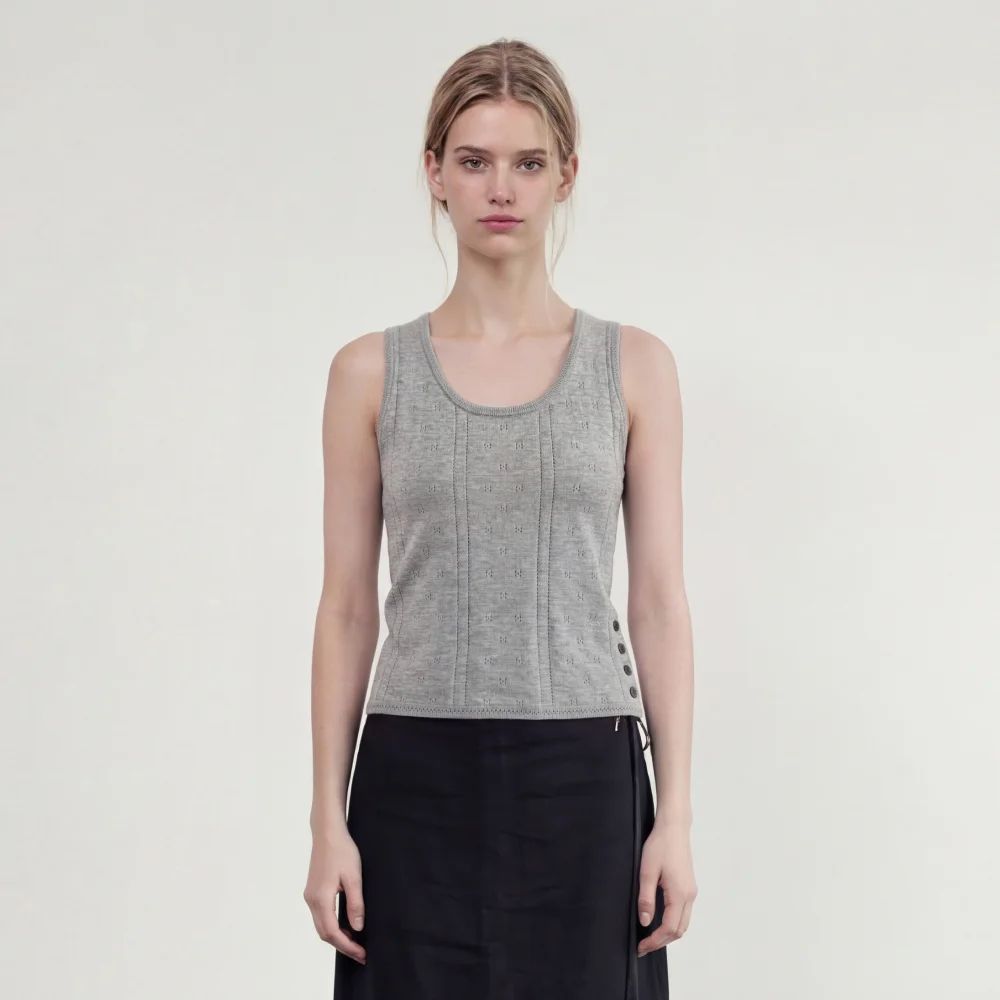 PETIT SOFT SLEEVELESS KNIT (MELANGE GRAY)
