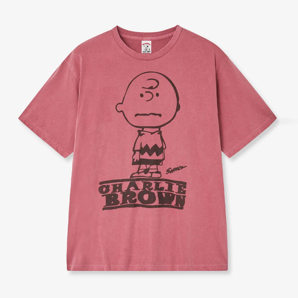 Charlie 啡色 Pigment T恤 (RED)