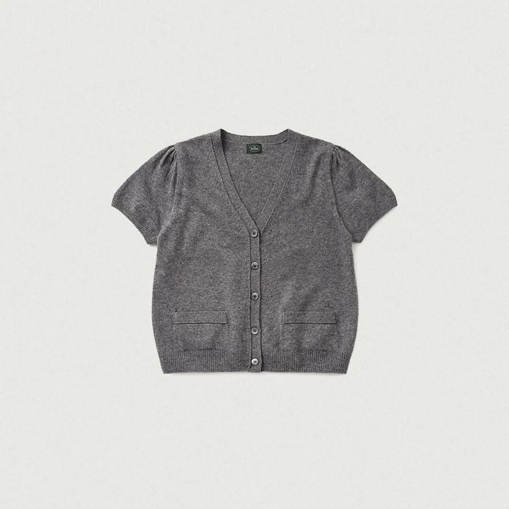 Clay Cashmere Half Knit Cardigan_Charcoal